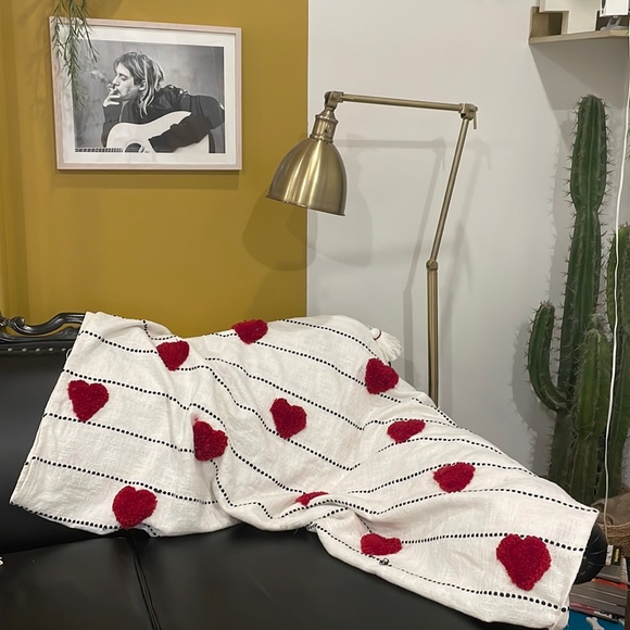 Other - Embroidered tassel heart blanket